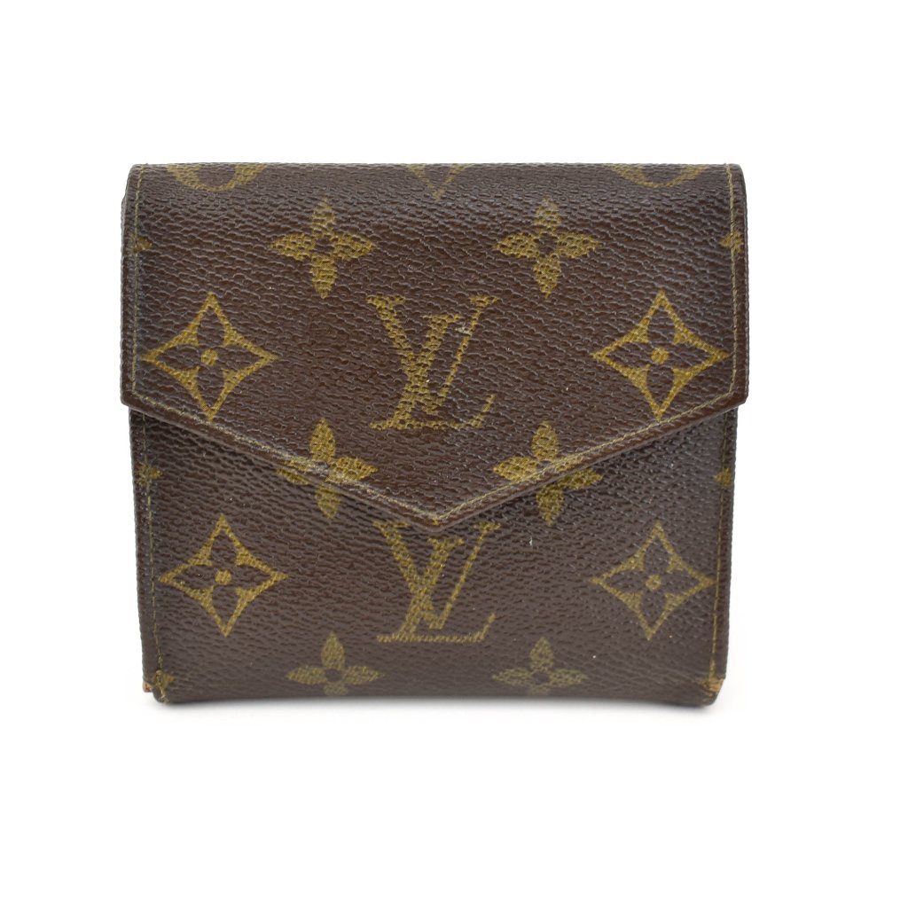 Louis Vuitton: Brown, "Lv" Logo, Medium Folding Wallet (Wv)